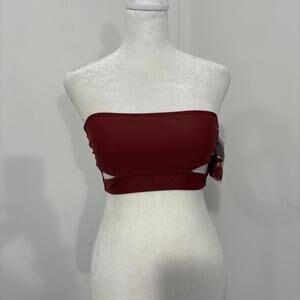 Ladies Bikini Top Hot Water Burgandy With Detachable Straps Small Padded NWT New